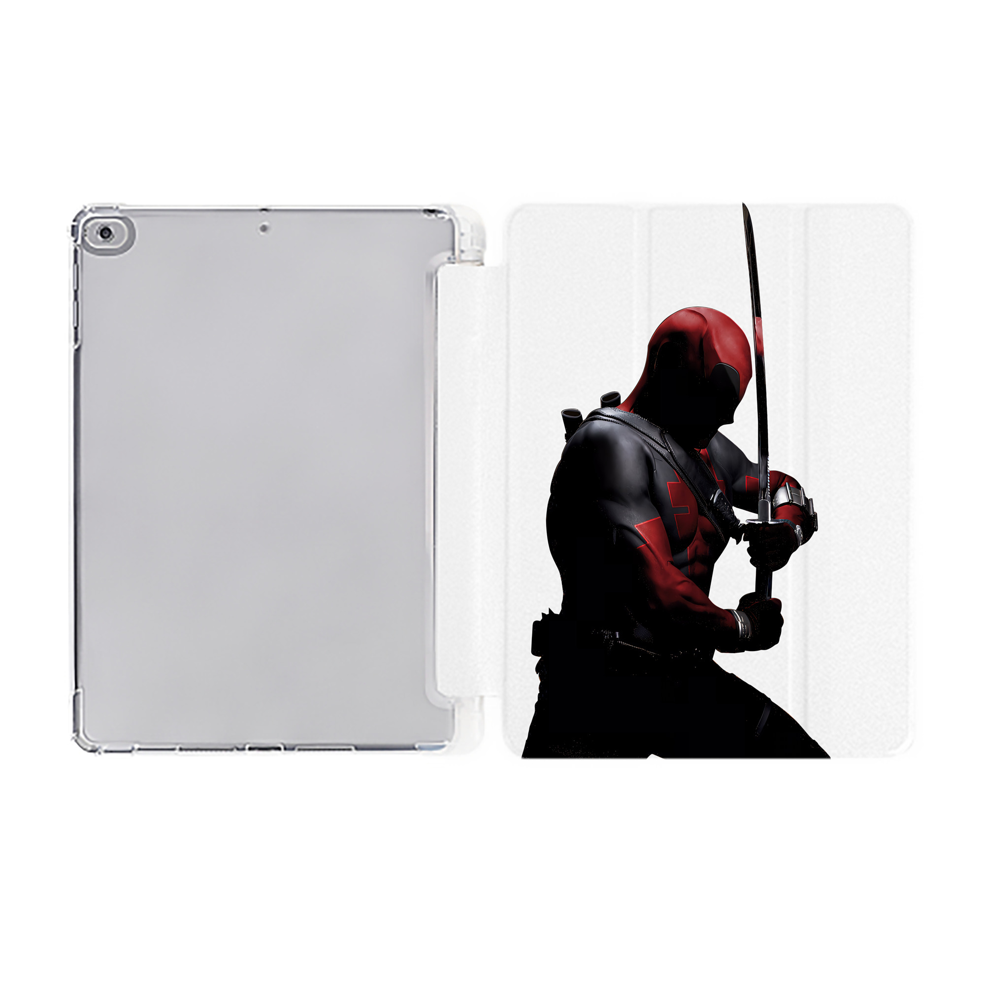 （画像用） Deadpool デッドプール IPad ケース ペン収納付き 三つ折りスタンド PUレザー×シリコン 対応機種9.5/10.5/10.9インチ